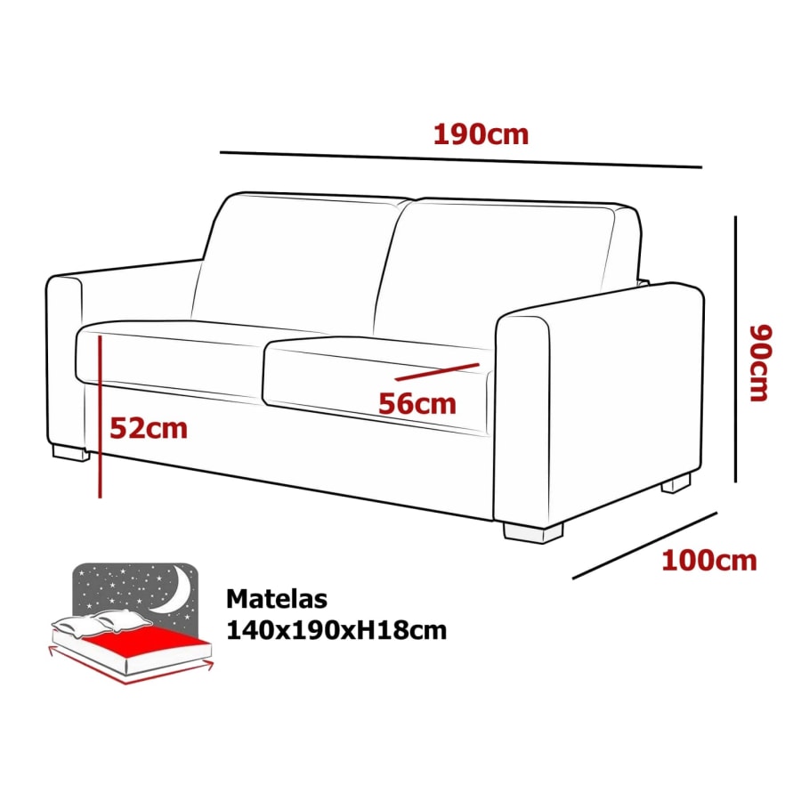 Canap&eacute; convertible 3 places en tissu gris carbone ouverture express matelas 18 cm